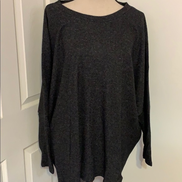 ❌DONATED❌Cherish Charcoal Gray Oversized Brushed Rib Knit Top - Picture 3 of 9